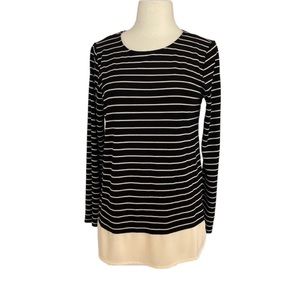 Lauren Ralph Lauren Women’s Black Cream Striped blouse size M Viscose